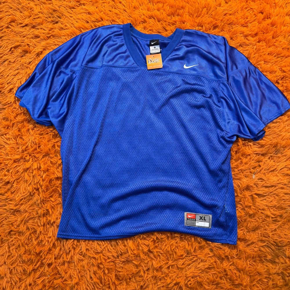 Nike Team Mens XL Football Practice Jersey Mesh Royal Blue V-Neck Swoosh Logo